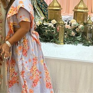 Lavender and Peach Lehanga and blouse with Dupatta